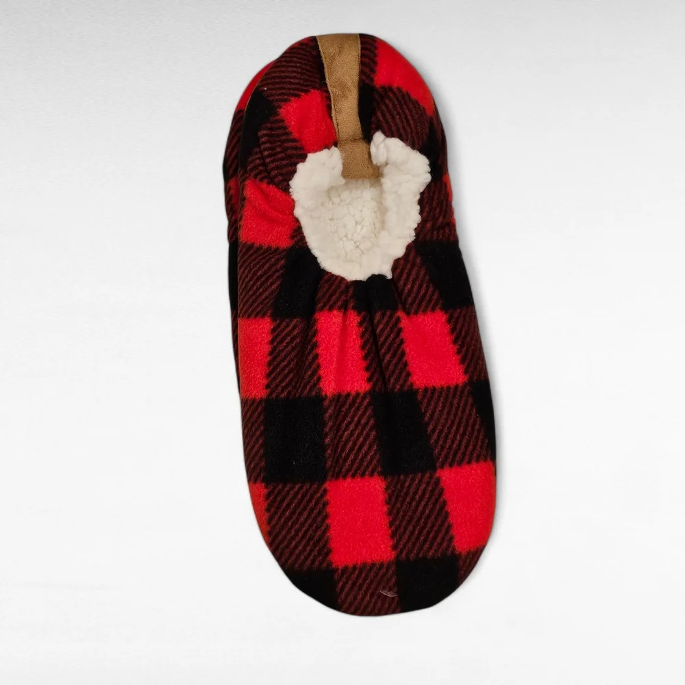 Fuzzy Babba Mens Slipper Socks Buffalo Red/Black L/XL